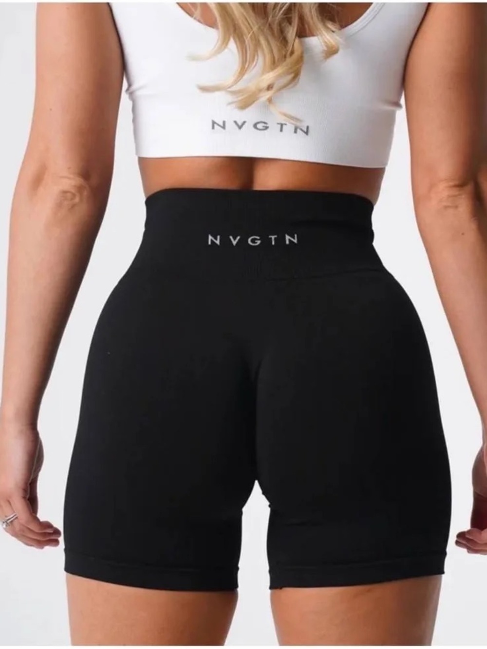 NVGTN Black Solid Seamless Shorts